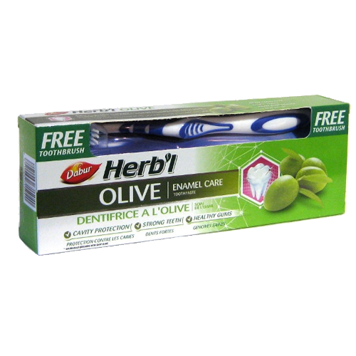 Зубная паста Dabur Herb’l Olive c зубной щёткой 150 гр. оптом 