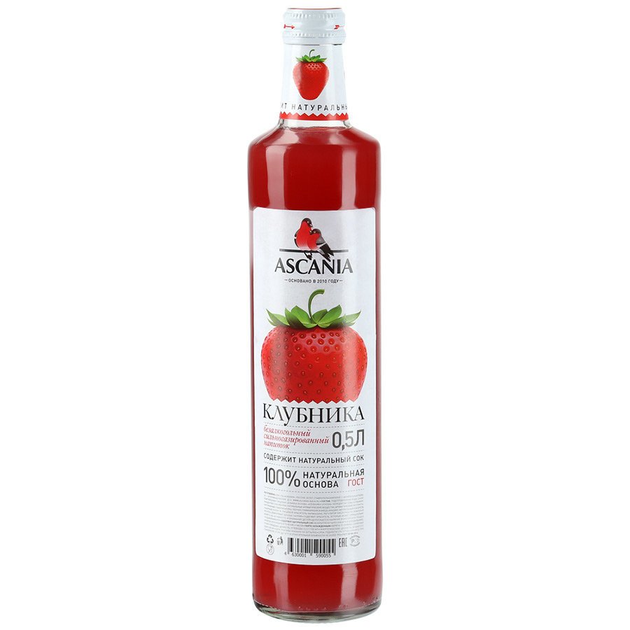 Газированный напиток Ascania Клубника с мякотью 0,5 л оптом 