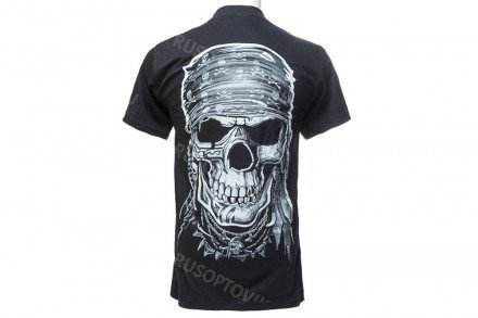 Футболка череп пирата в бандане оптом 