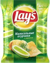 Чипсы Lays Малосольные огурчики с укропом 80г оптом