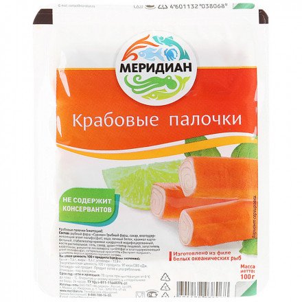 Крабовые палочки Меридиан 100 г оптом 