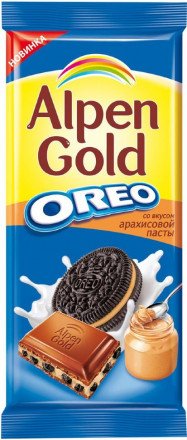 Шоколад Alpen Gold Oreo Молочный с Арахисовой пастой и Печеньем 95 г оптом 