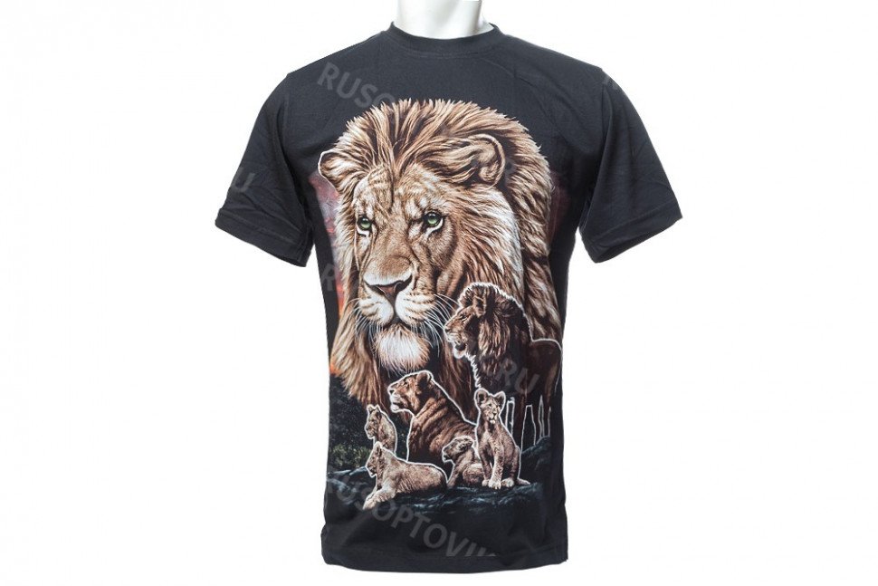 Футболка лев с семьей в саване оптом 