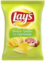 Чипсы Lays Белые Грибы со Сметаной 80г оптом