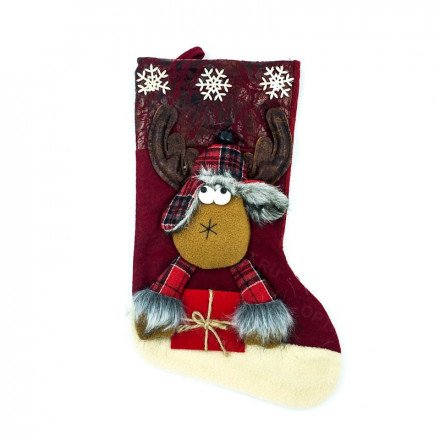 Новогодний носок для подарков с колокольчиком оптом 