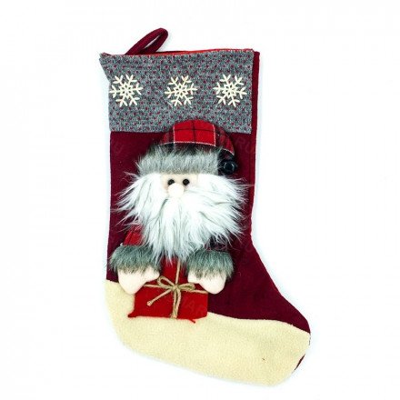 Новогодний носок для подарков с колокольчиком оптом 