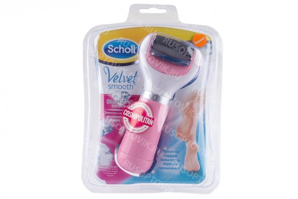 Роликовая электрическая пилка стоп Velvet Smooth with Diamond (розовая) оптом Роликовая электрическая пилка стоп Velvet Smooth with Diamond (розовая) оптом