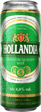 Пиво светлое Hollandia в банке 4.8% 0.45л оптом 