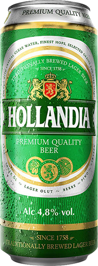 Пиво светлое Hollandia в банке 4.8% 0.45л оптом 