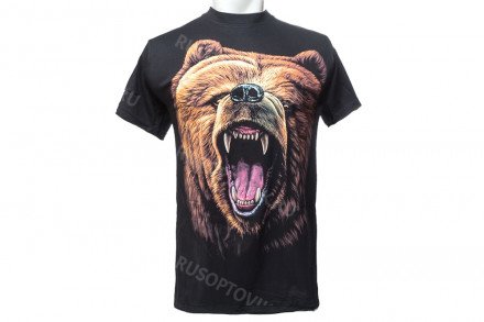 Футболка медведь с оскалом оптом 