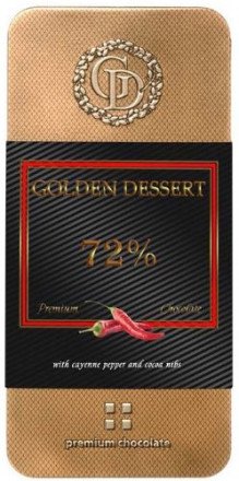 Шоколад горький Golden Dessert Кайенский перец 72% 100г оптом 