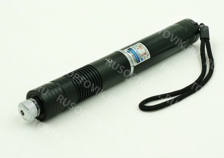 Мощная синяя лазерная указка с 5 насадками, очками и кейсом оптом 