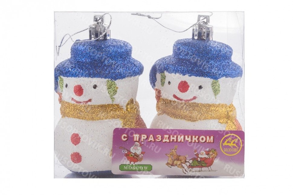Новогоднее украшение на ёлку "Снеговики" оптом 