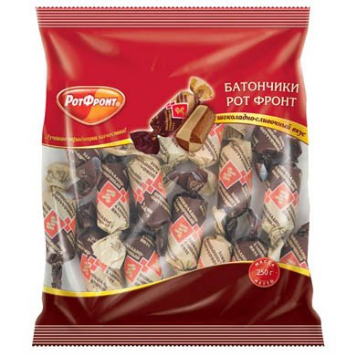 Конфеты Батончики Рот-Фронт шоколадно-сливочные 250г оптом 