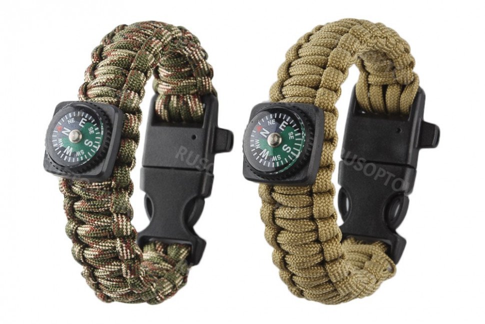 Браслет для выживания 5 в 1 из паракорда оптом 