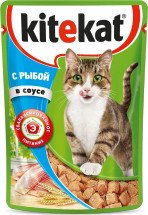"Kitekat" для взрослых кошек, с рыбой в соусе, 85 г