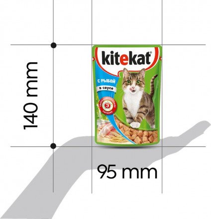 "Kitekat" для взрослых кошек, с рыбой в соусе, 85 г 