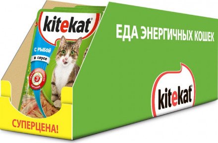 "Kitekat" для взрослых кошек, с рыбой в соусе, 85 г 