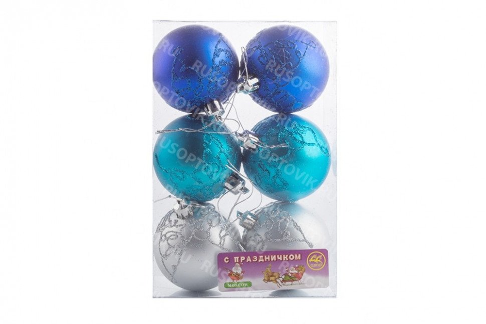 Ёлочные шары 6 см. 6 шт. оптом 