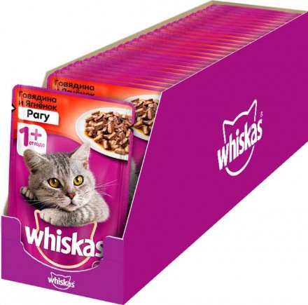 "Whiskas", рагу с говядиной и ягненком, 85 г 