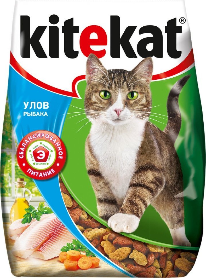 Корм сухой для кошек "Kitekat", улов рыбака, 350 г 