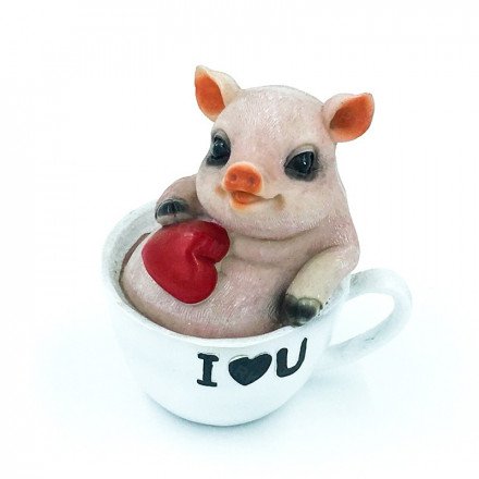 Фигурка &quot;Свинка в кружке&quot; полистоун оптом 