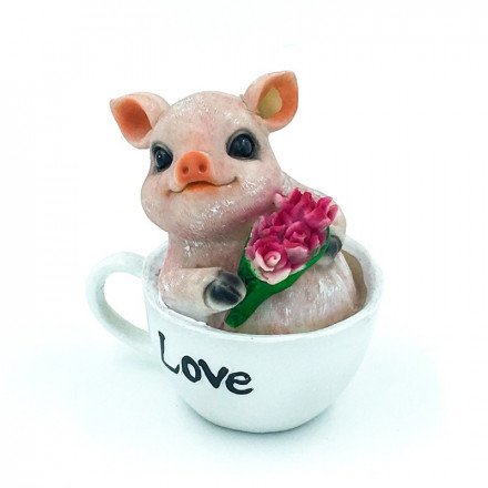 Фигурка &quot;Свинка в кружке&quot; полистоун оптом 