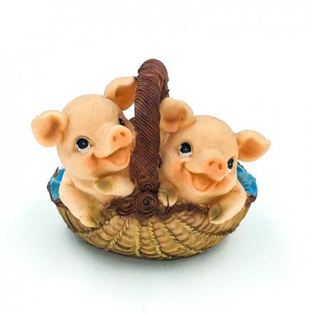 Копилка &quot;Свинки в корзинке&quot; полистоун оптом 