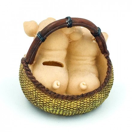 Копилка &quot;Свинки в корзинке&quot; полистоун оптом 