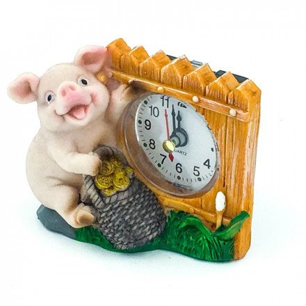 Фигурка &quot;Свинка с часами&quot; полистоун оптом 