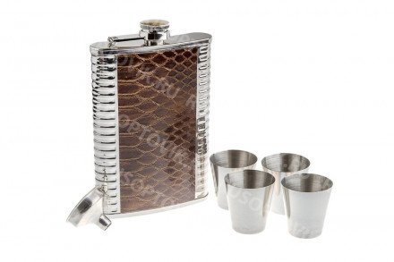 Подарочный набор: фляжка 250 мл и 4 рюмки оптом 