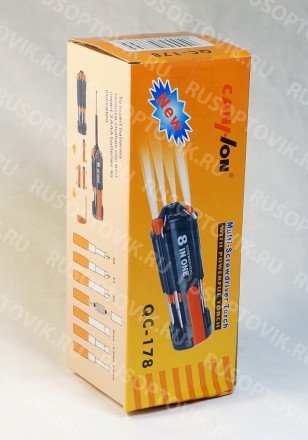 Универсальная отвертка 8 в 1 с фонариком оптом 