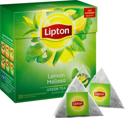 Зеленый чай Lipton Lemon Melissa в пирамидках 20 пак оптом 