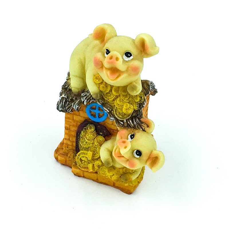 Копилка "Две свинки и домик с драгоценностями" полистоун оптом Копилка "Две свинки и домик с драгоценностями" полистоун оптом