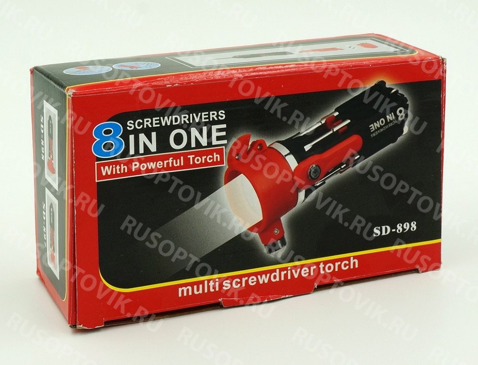 Фонарь с многофункциональной отверткой 8 в 1 SD-898 оптом 