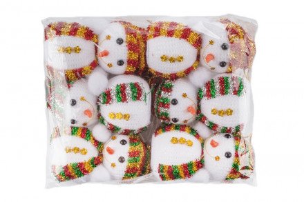 Новогоднее украшение на ёлку Снеговики вязаные оптом 