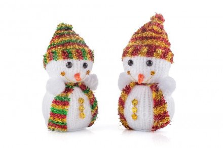 Новогоднее украшение на ёлку Снеговики вязаные оптом 