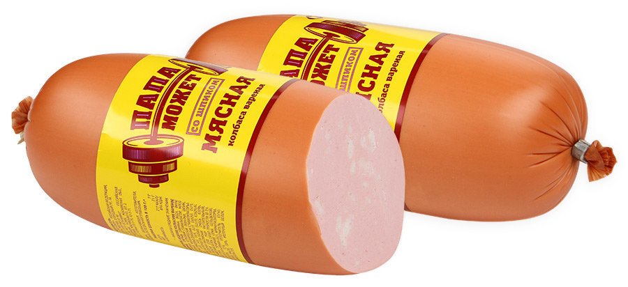 Колбаса Папа может вареная мясная со шпиком 1 кг оптом Колбаса Папа может вареная мясная со шпиком 1 кг оптом