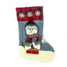 Рождественский носок для подарков 40 х 20 см оптом