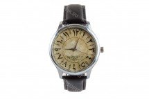 Кварцевые часы &quot;Арабский винтаж&quot; на классическом чёрном ремешке из натуральной кожи оптом