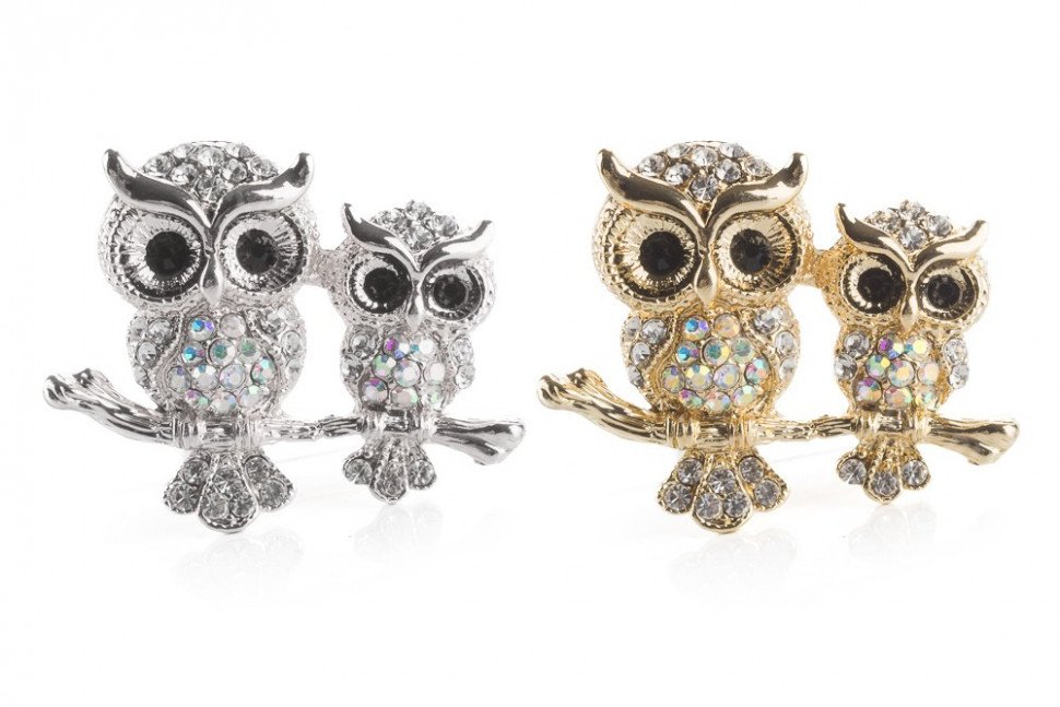 Брошь совы на ветке оптом 