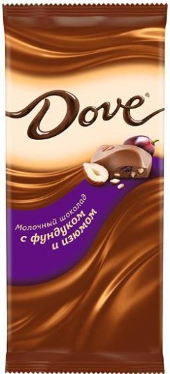 Шоколад молочный Dove Фундук-изюм 90г оптом 