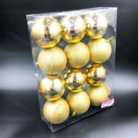 Ёлочные шары 10 см 12 шт оптом 
