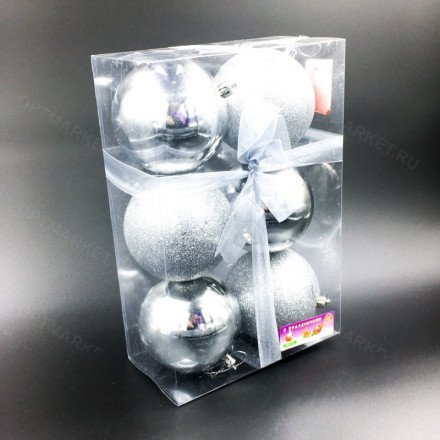 Ёлочные шары 8 см 6 шт оптом 