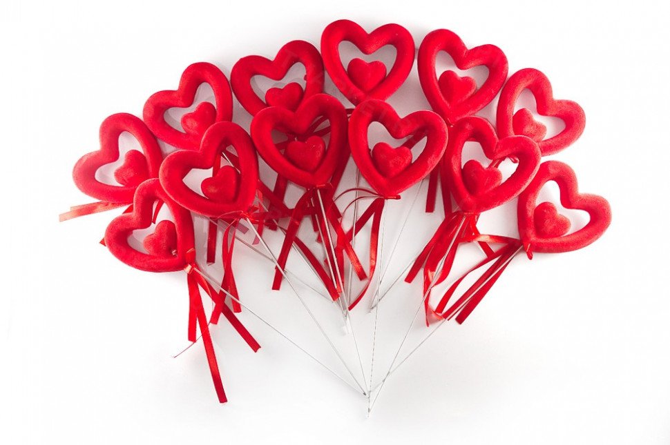 Декоративное красное сердце двойное 12 шт оптом 